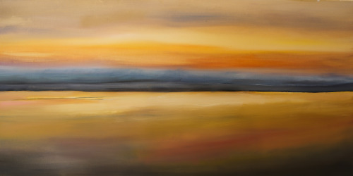 Camargue un soir, huile sur toile, 50 x100 cm,  2025