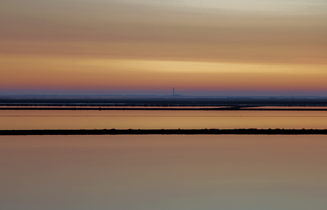 Salins de Giraud, coucher du soleil