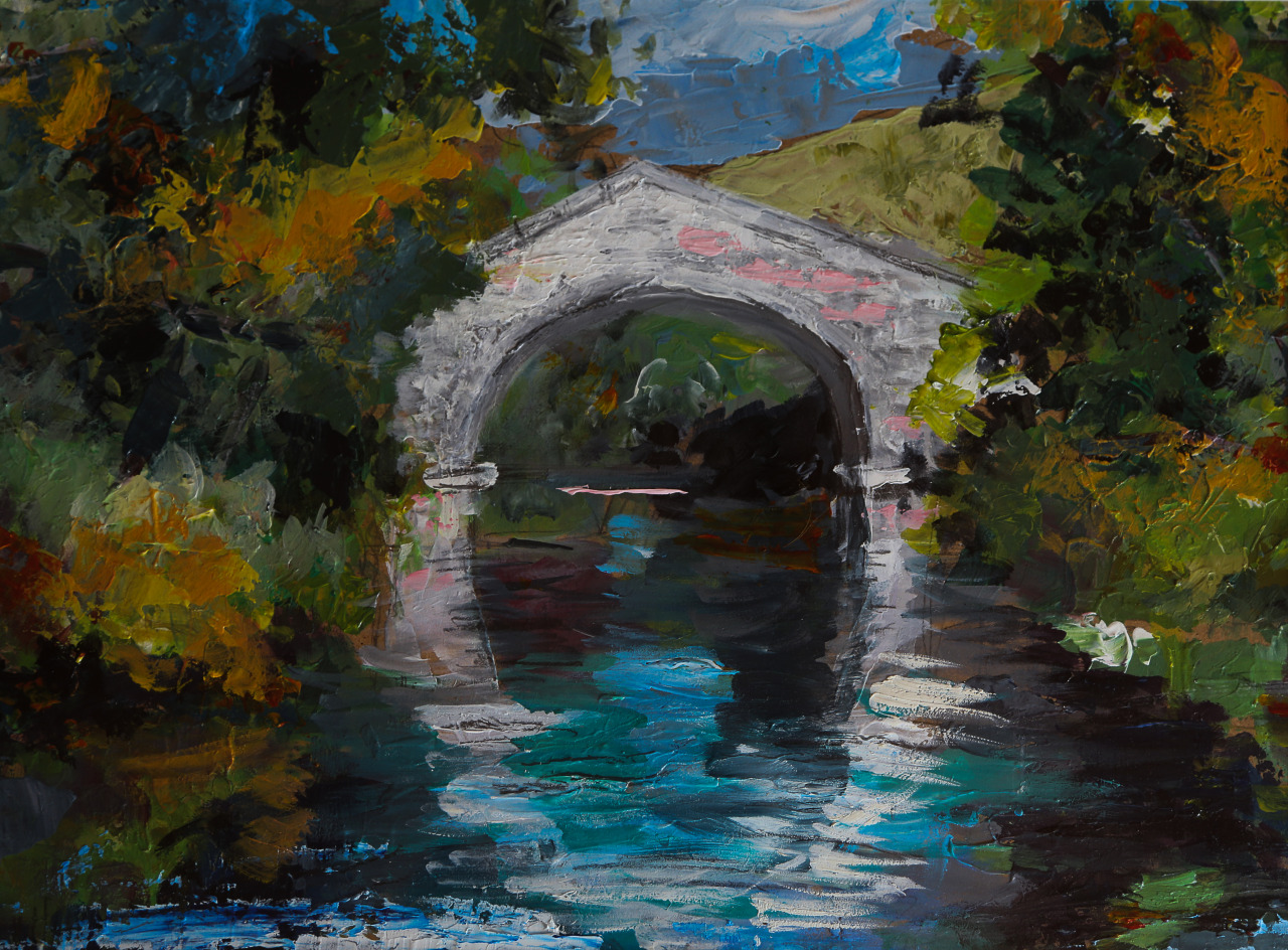 Pont Génois, Sartene, huile sur papier, 30 x 40 cm