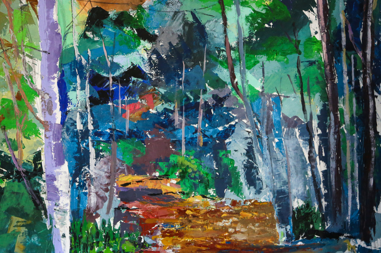 Sur le chemin, acrylique sur toile 100 x 120