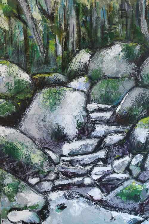 Sous bois 2, acrylique sur toile, Levie, Corse